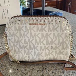 Michael Kors White Brown Should Purse Excellent